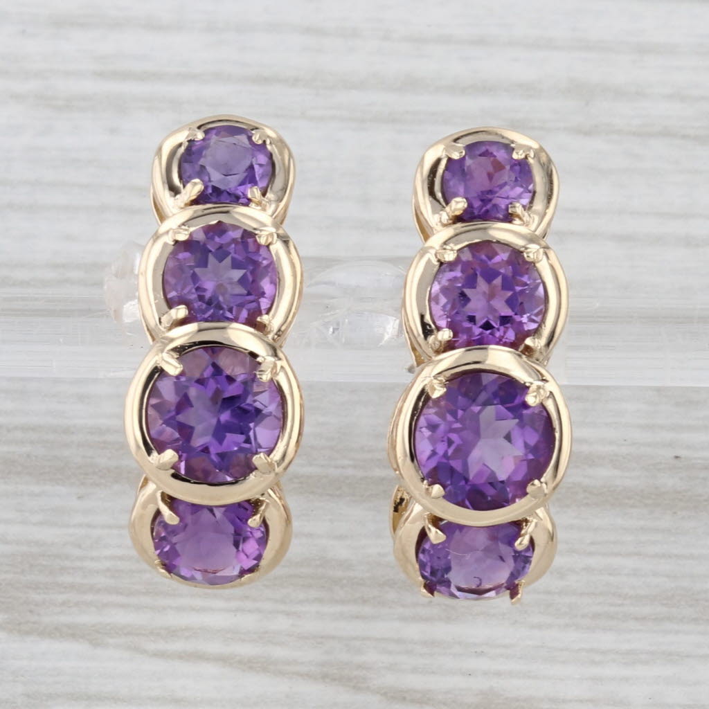 3.25ctw Amethyst Journey Earrings 14k Yellow Gold Drops