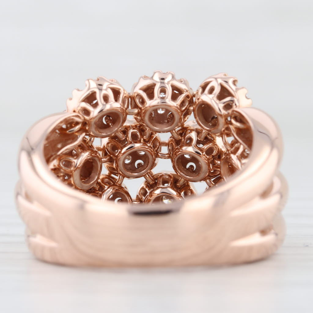 0.70ctw Diamond Cluster Ring 14k Rose Gold Size 8 Cocktail
