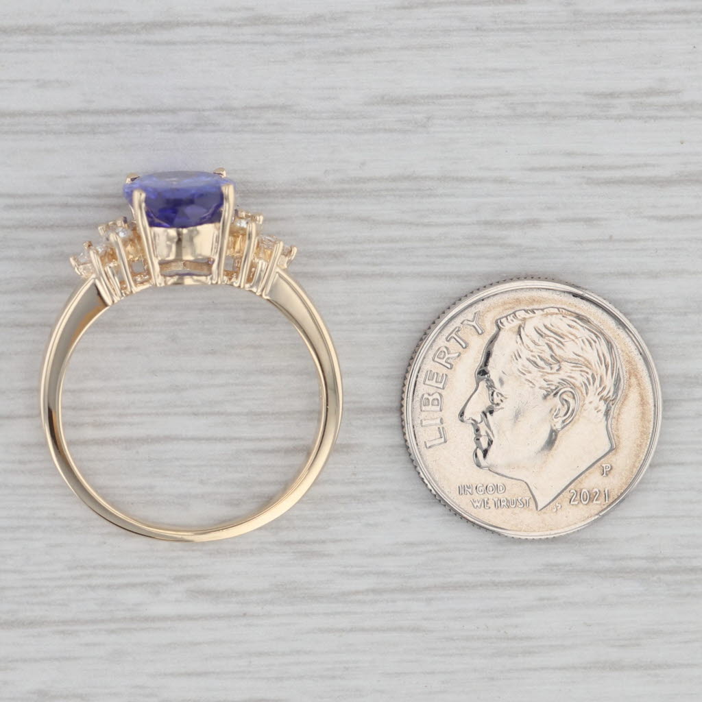 Gray 3.18ctw Tanzanite Oval Diamond 14k Yellow Gold Size 7 Ring