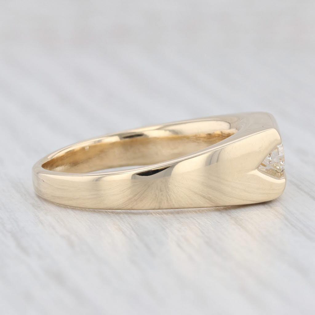 Light Gray 0.35ct Diamond Solitaire Ring 14k Yellow Gold Size 11.75 Men's Wedding Band