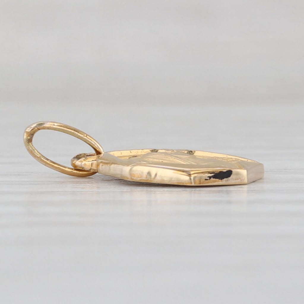 Small Mother Mary Charm 18k Yellow Gold Prayer Token Engravable Pendant