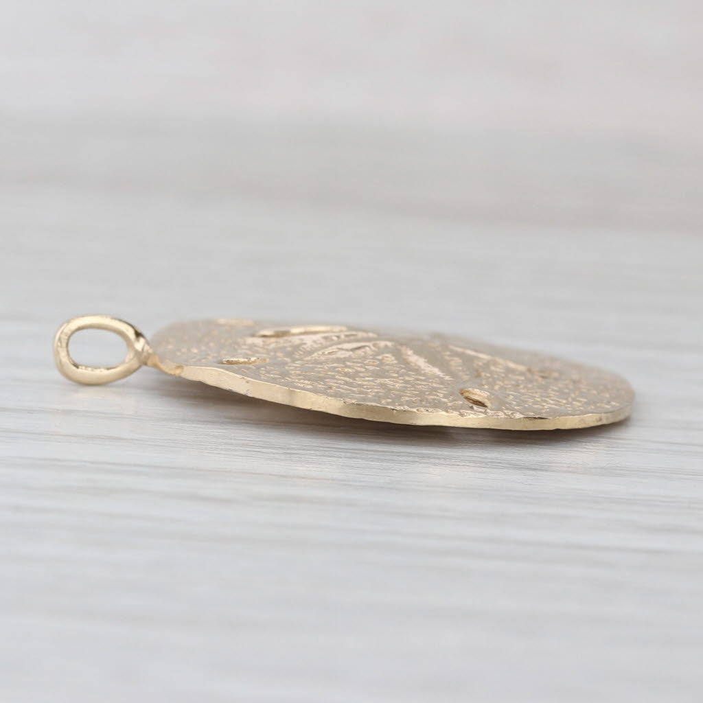 large Sandollar Pendant 14k Yellwo Gold Nautical Statement Charm