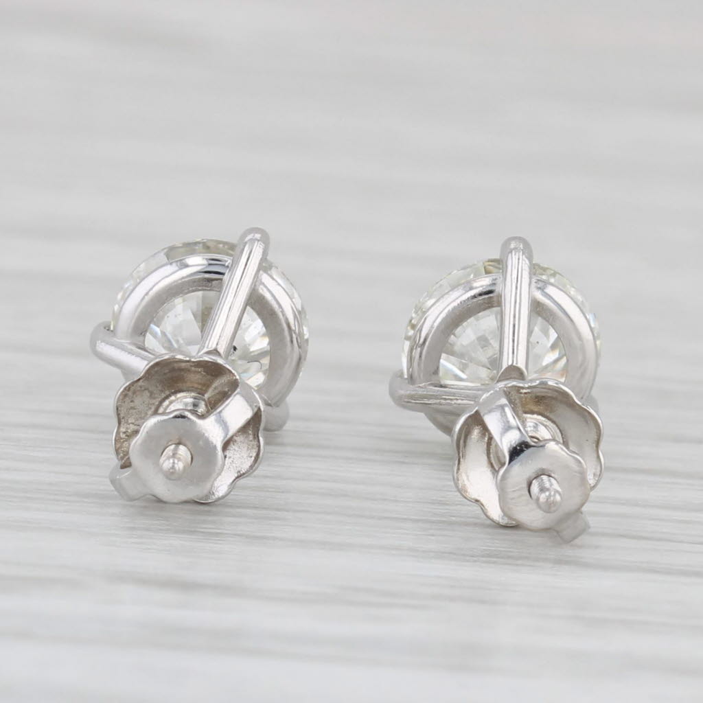 Light Gray 1.60ctw VS2 Round Diamond Solitaire Stud Earrings 14k White Gold GIA