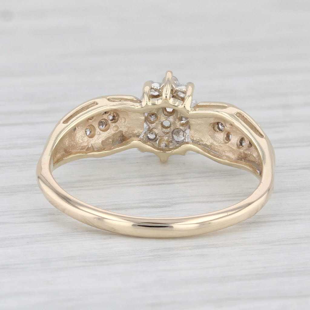 Light Gray 0.18ctw Diamond Cluster Engagement Ring 10k Yellow Gold Size 7.5