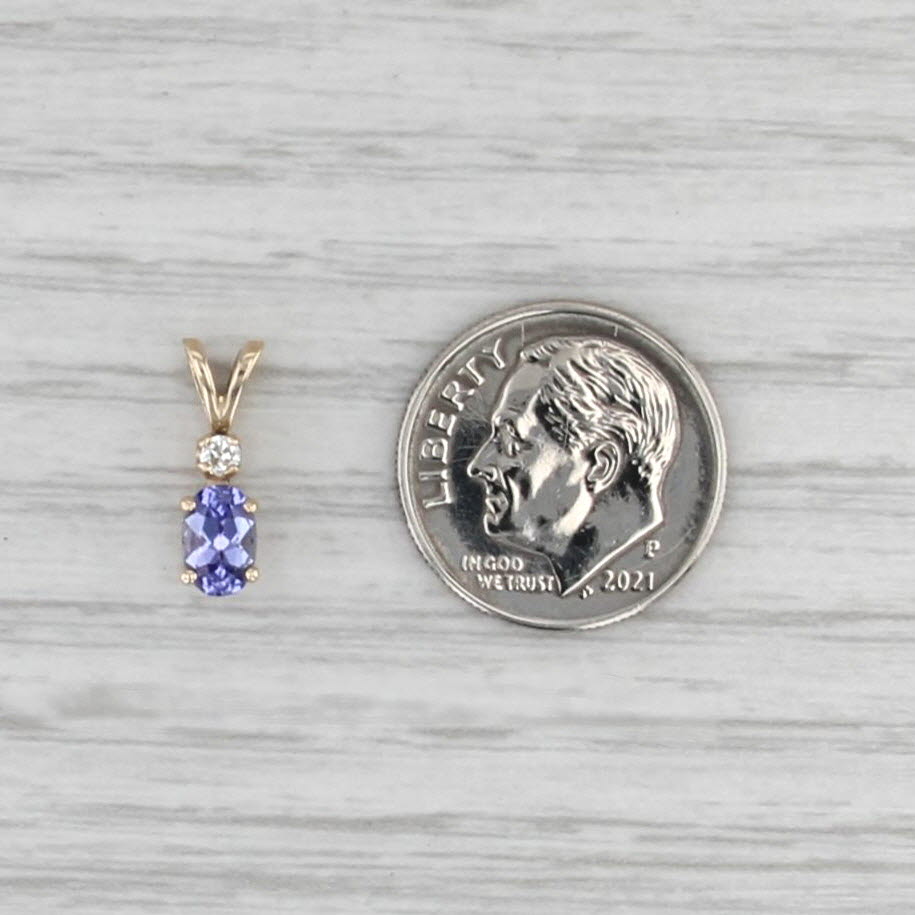 0.50ctw Tanzanite Diamond Pendant 14k Yellow Gold Small Drop