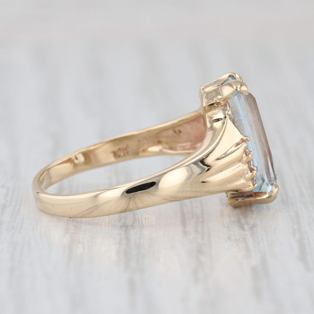 4.19ctw Blue Topaz Diamond Ring 14k Yellow Gold Size 9.5 Bypass