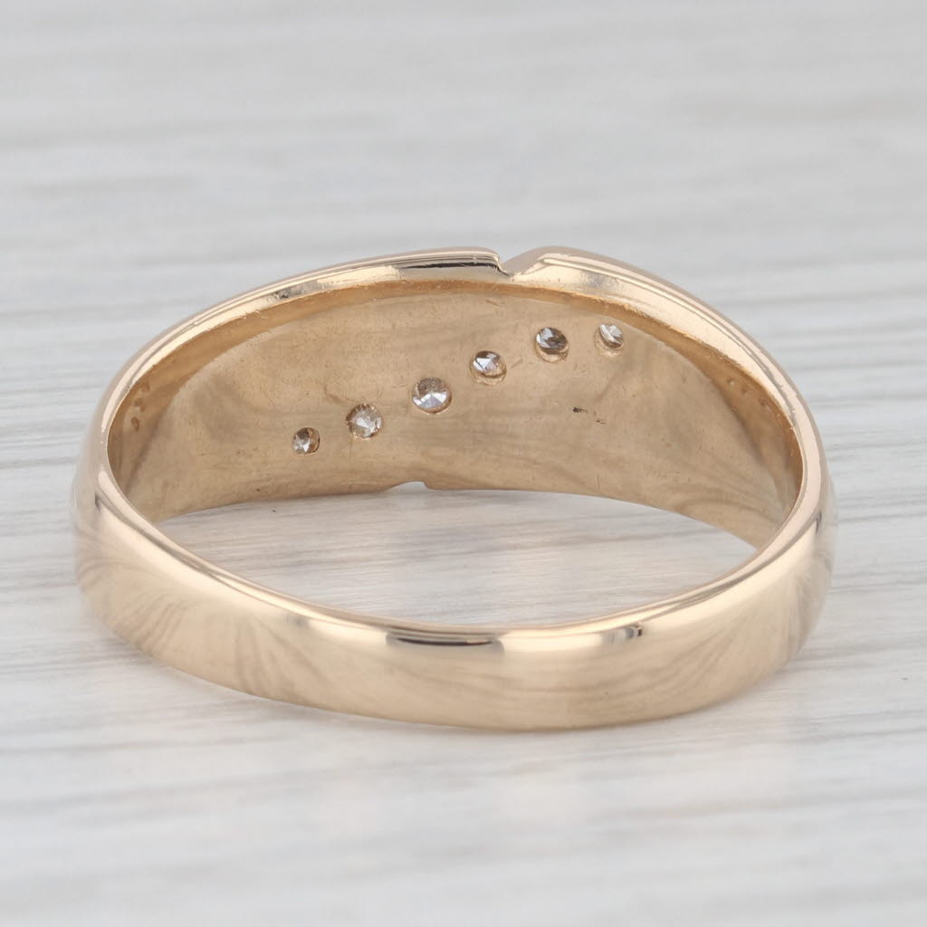 Light Gray 0.20ctw Diamond Men's Ring 14k Yellow Gold Size 11 Men's Wedding Band