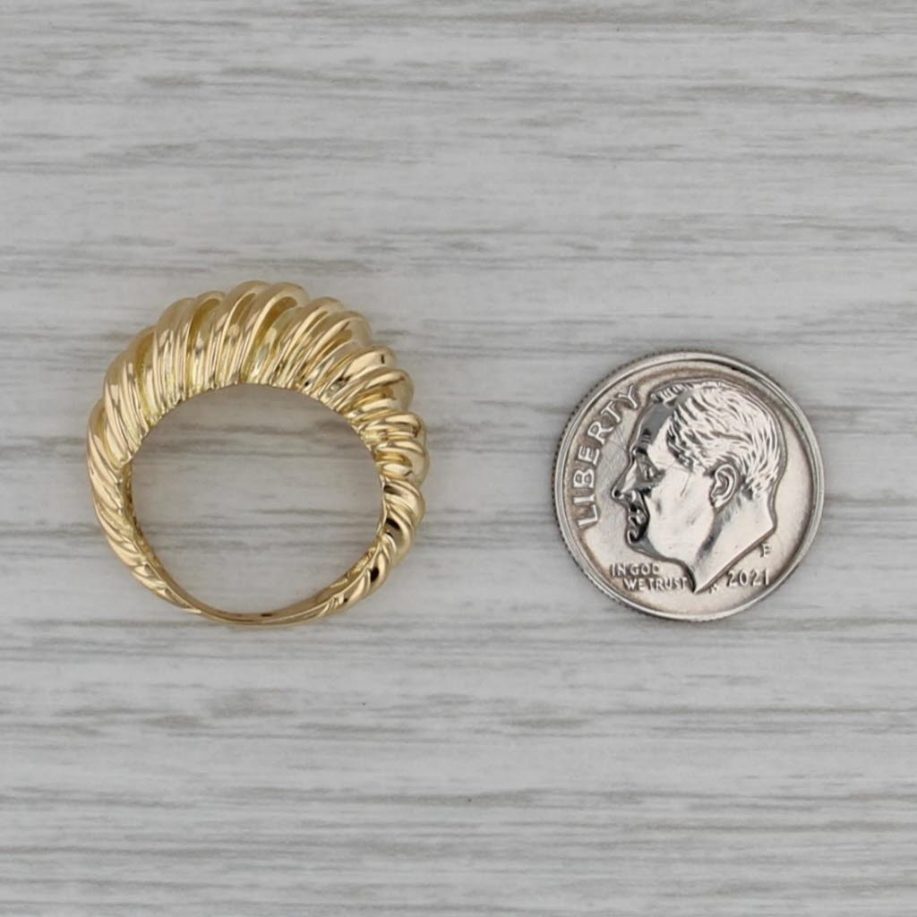 Domed Scalloped Croissant Ring 18k Yellow Gold Size 5 Stackable