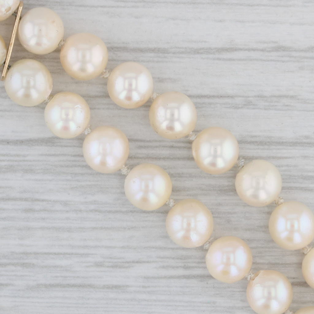 Gray Cultured Pearl Diamond Bead Strand Bracelet 14k Yellow Gold 7"