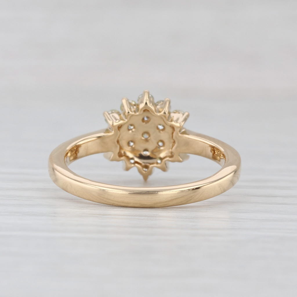 0.59ctw Diamond Cluster Ring 18k Yellow Gold Size 8 COA Engagement