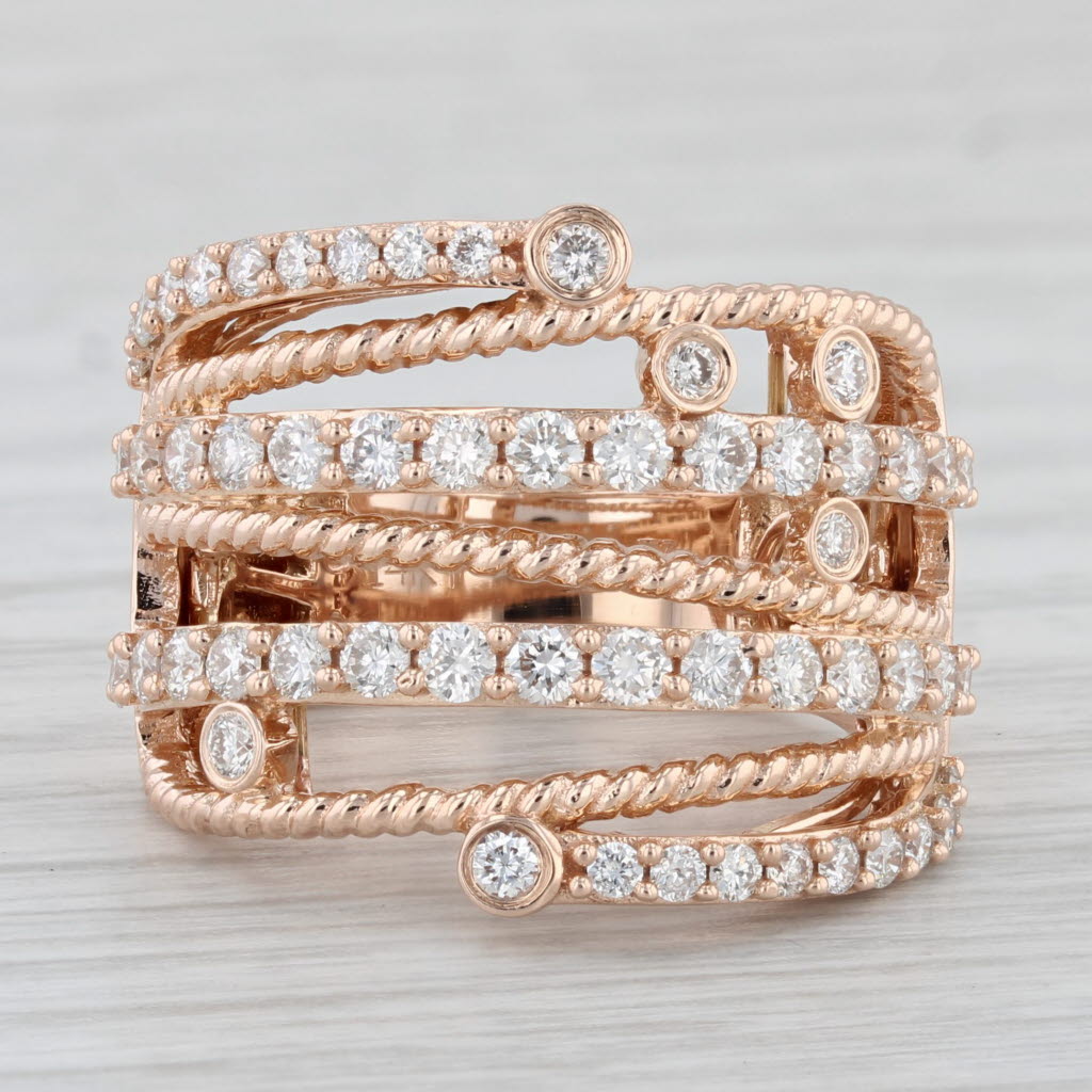 Light Gray Le Vian 1.25ctw Diamond Multi-Band Cocktail Ring 14k Rose Gold Size 7