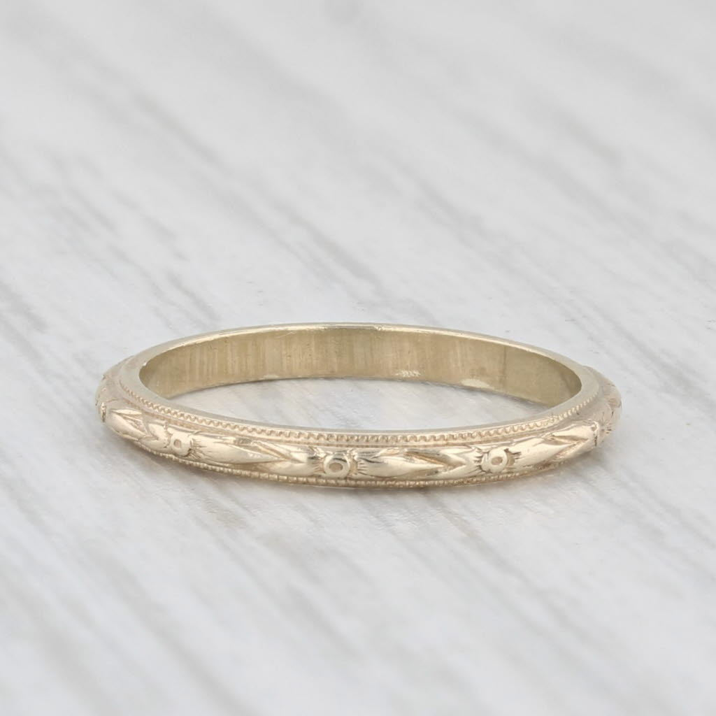 Light Gray Vintage Floral Baby Ring 10k Yellow Gold Small Size 1.5 Band BAB Ballou