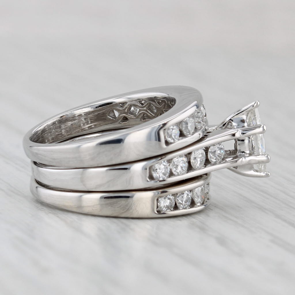 Gray 1.25ctw Engagement Ring Wedding Band 14k White Gold Bridal Set Size 4 3.5