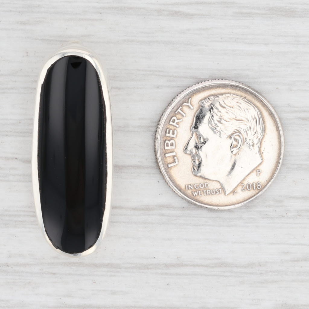 New Onyx Drop Pendant Sterling Silver 925 Oval Solitaire