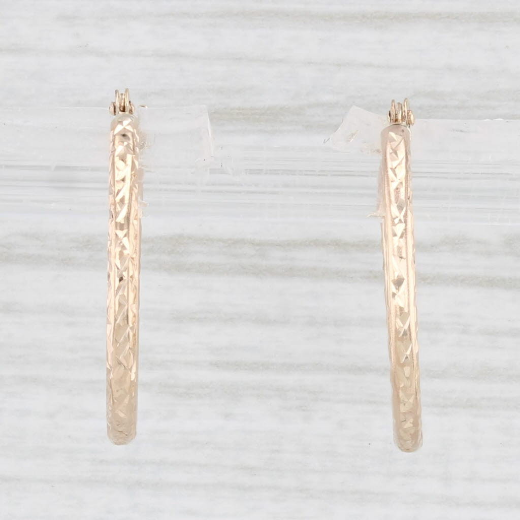Light Gray Small Round Etched Hoop Earrings 14k Yellow Gold Snap Top Hoops