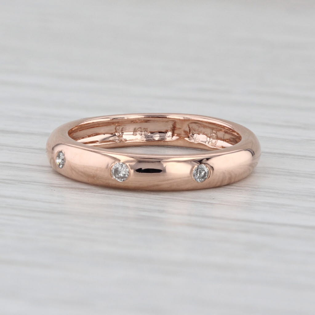 Diamond Dots Eternity Ring 14k Rose Gold Wedding Stackable Band Size 4.25