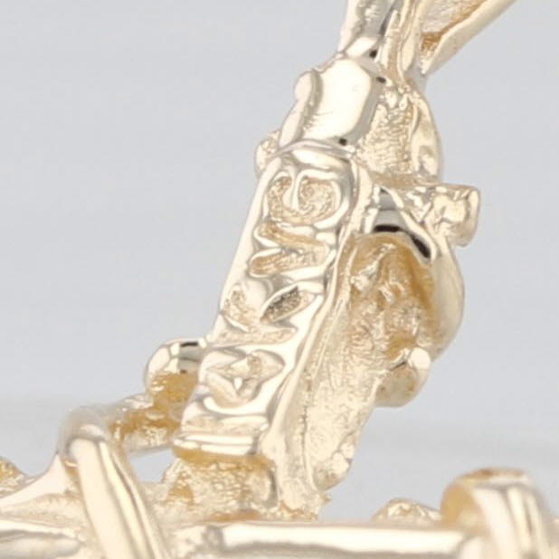 Diamond Solitaire Ornate Cross Pendant 14k Yellow Gold Small Drop