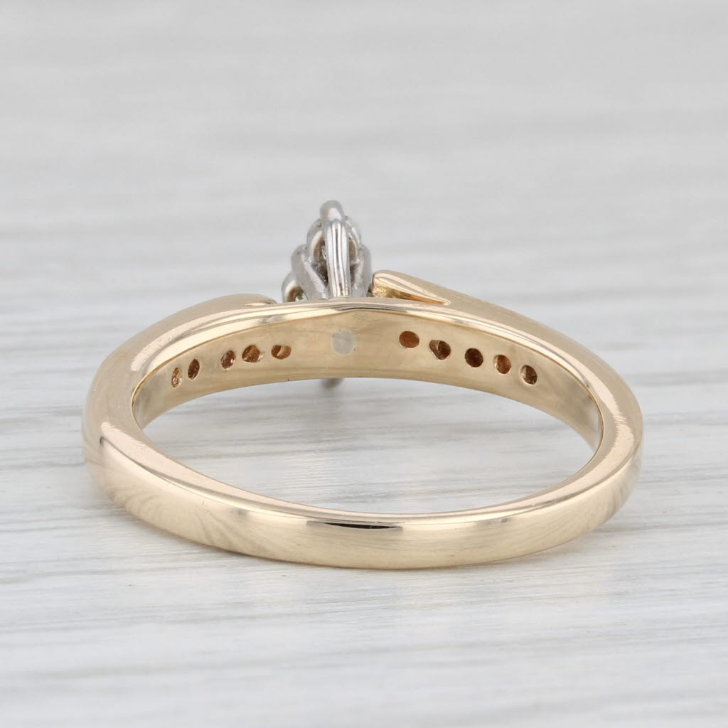 Light Gray 0.18ctw Diamond Cluster Engagement Ring 10k Gold Size 6.75 Marquise Bypass