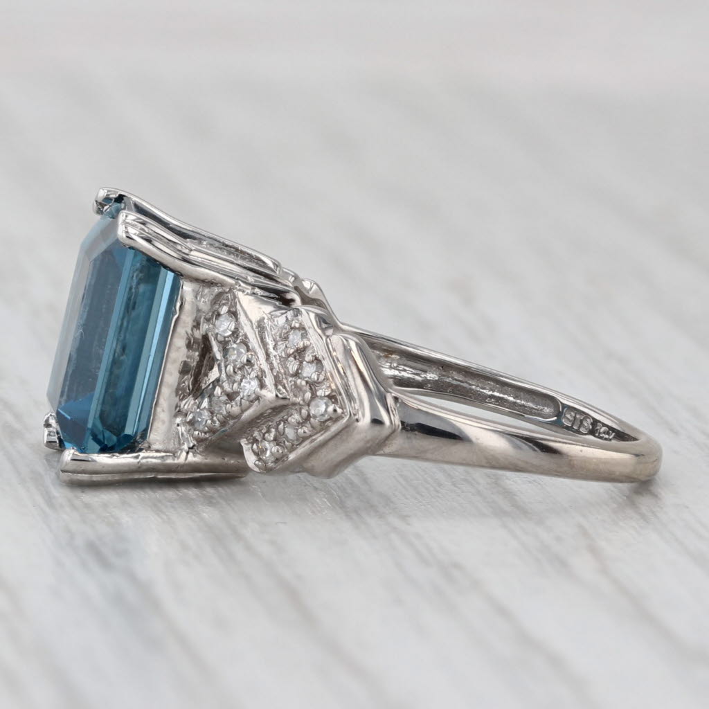 Light Gray 5.08ctw London Blue Topaz Diamond Ring 14k White Gold Size 6.25