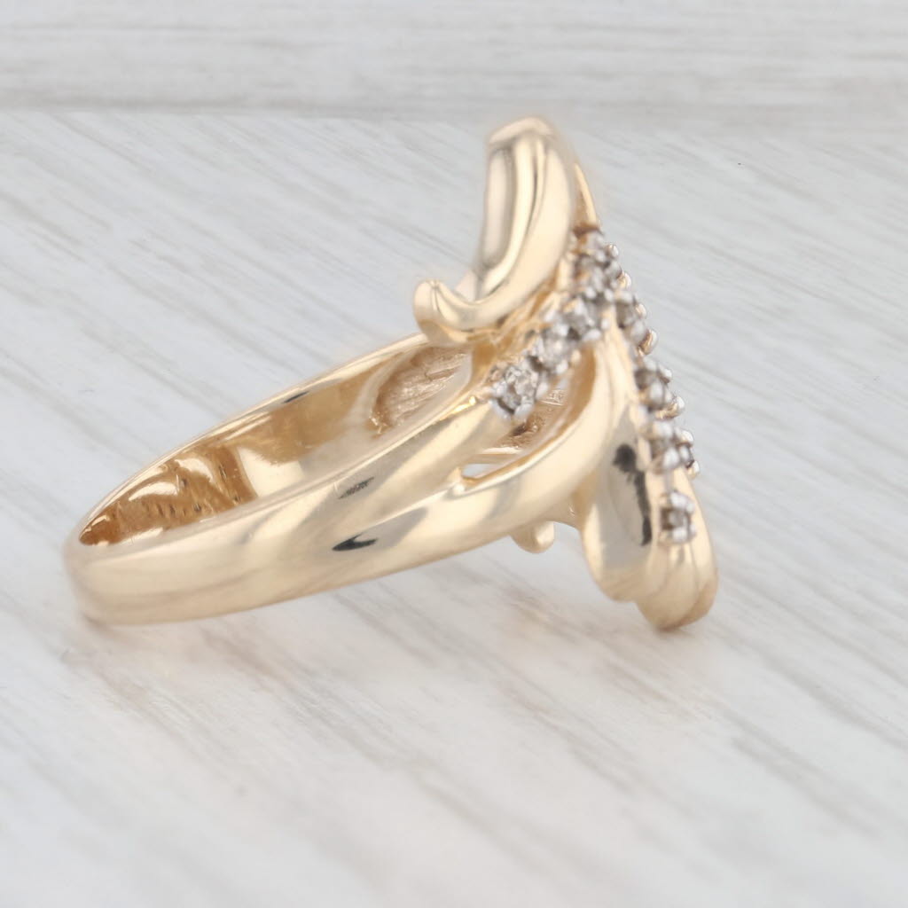 Light Gray Abstract 0.20ctw Diamond Bypass Ring 10k Yellow Gold Size 6.75