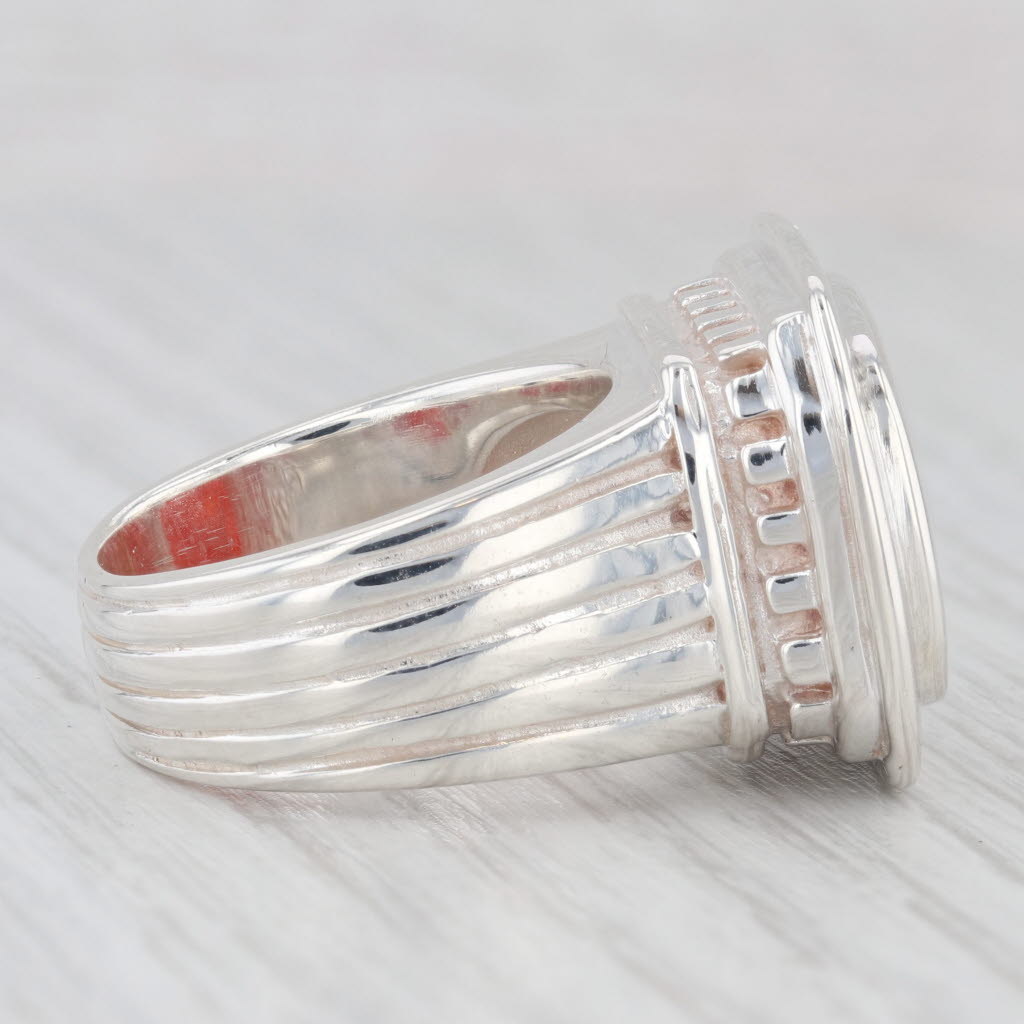 Light Gray Slane & Slane Red Chalcedony Bee Intaglio Seal Signet Ring Sterling Silver