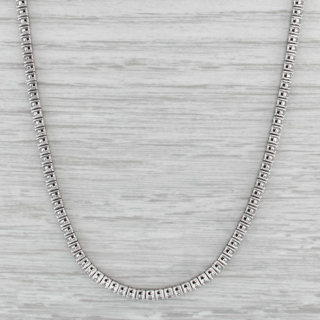 New 7.32ctw Lab Grown Diamond Tennis Necklace 17" 14k White Gold 2.5mm VS1-VS2