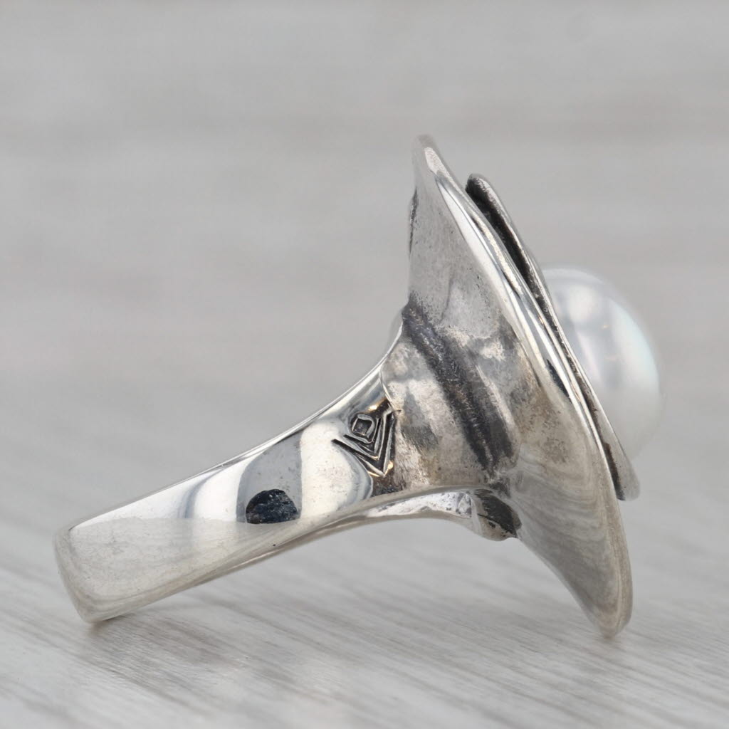 Dark Gray Silpada 8.5mm Cultured Pearl Swirl Ring Rose Lily R2121 Sterling Silver Size 6