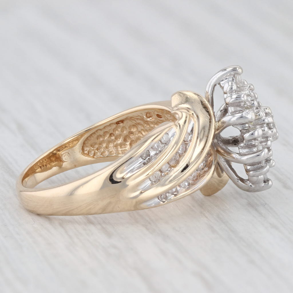 Light Gray 0.33ctw Diamond Cluster Ring 10k Gold Size 7.25 Bypass