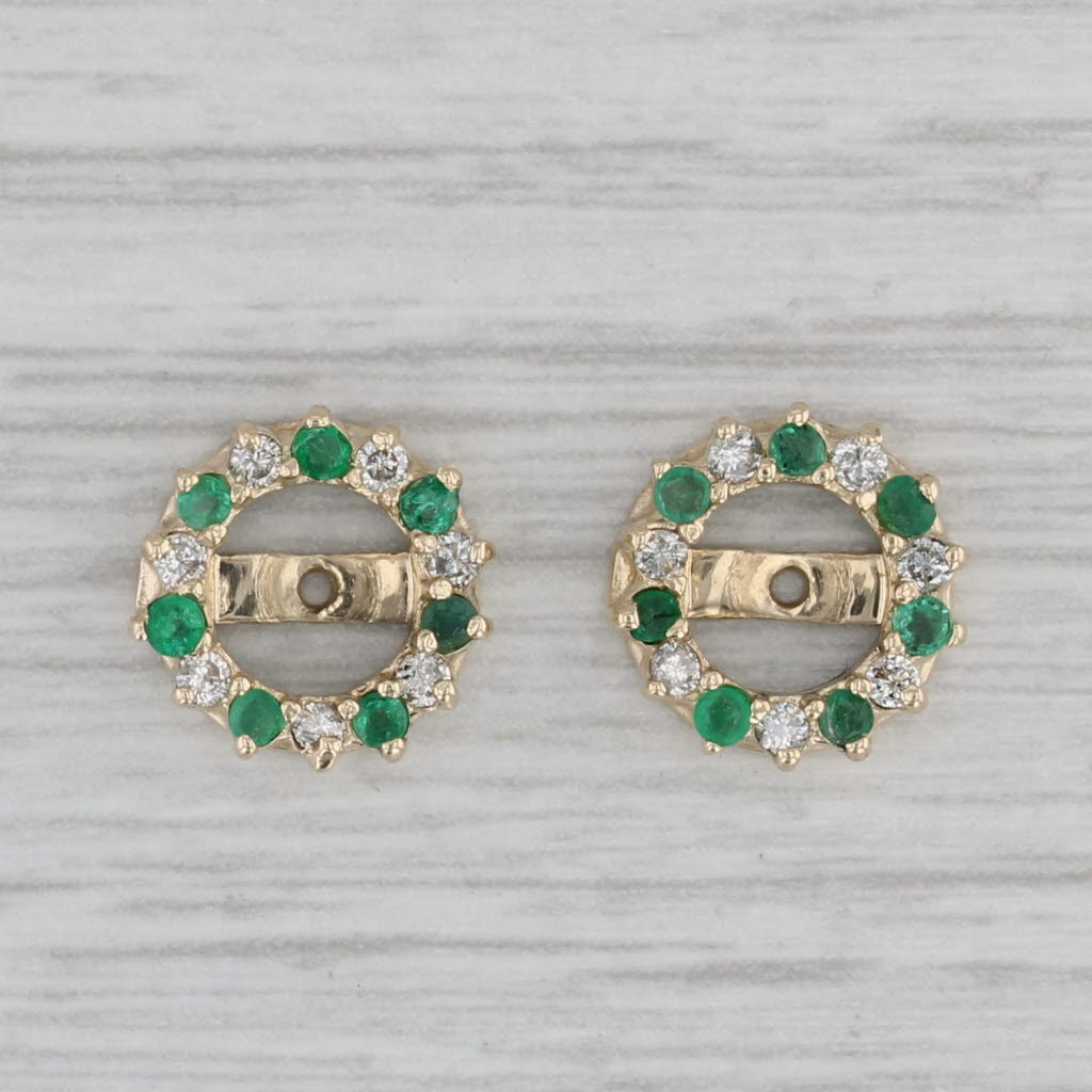 Gray 0.40ctw Emerald Diamond Earring Enhancers Jackets for Studs 14k Yellow Gold