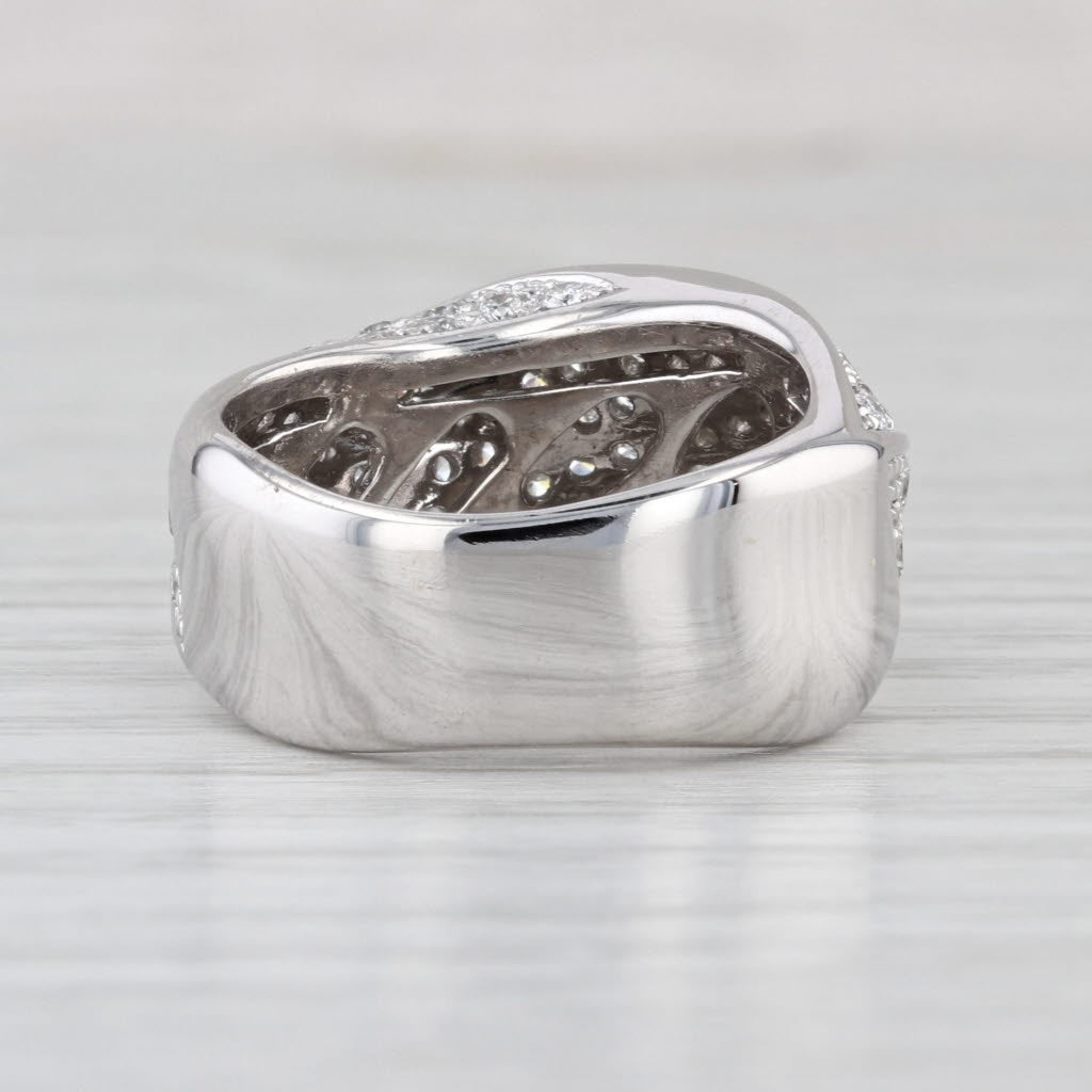 2ctw Pavel Diamond Contoured Beveled Ring 18k White Gold Size 5.75
