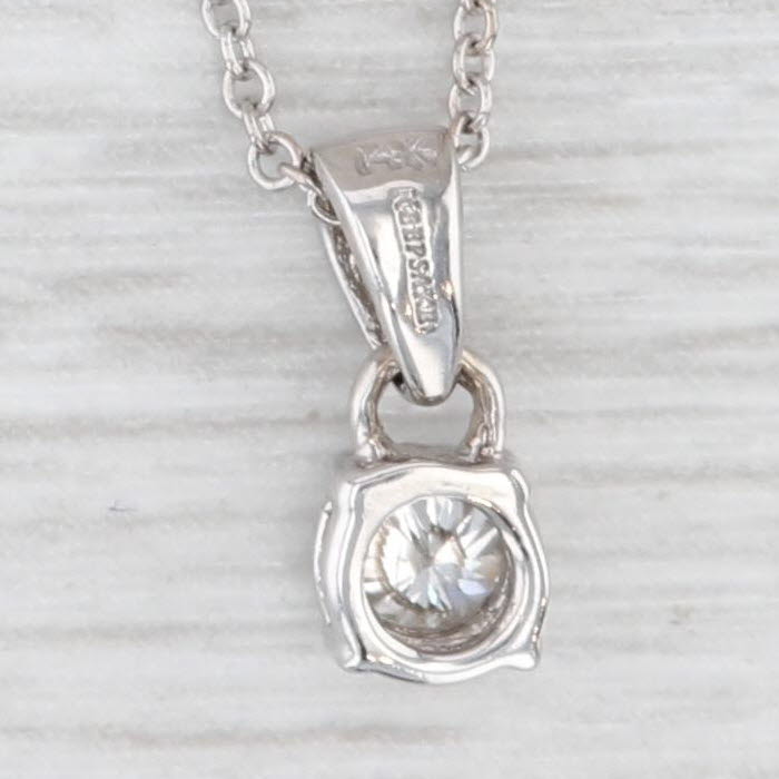 Light Gray 0.15ct Round Diamond Solitaire Pendant Necklace 14k White Gold 16" Cable Chain