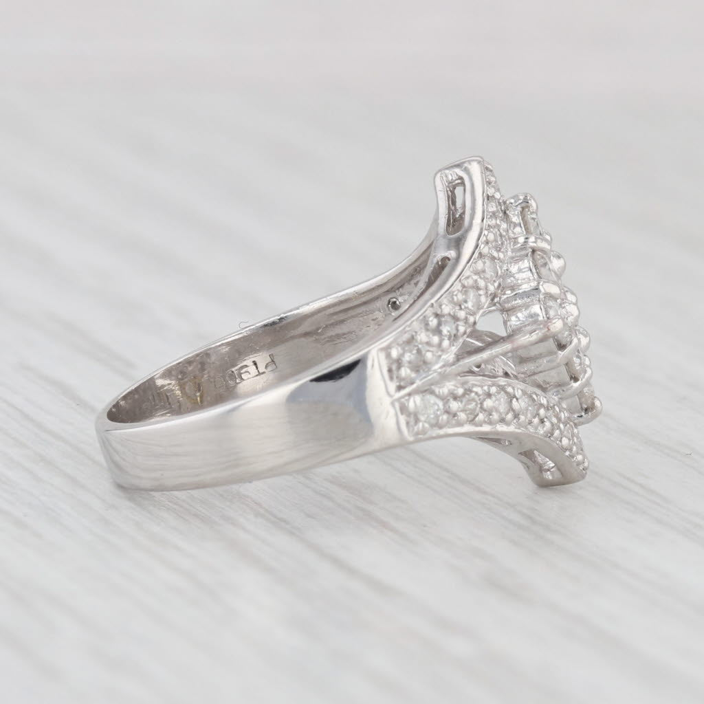 Light Gray 0.73ctw Diamond Cluster Ring 900 Platinum Size 6.75 Cocktail