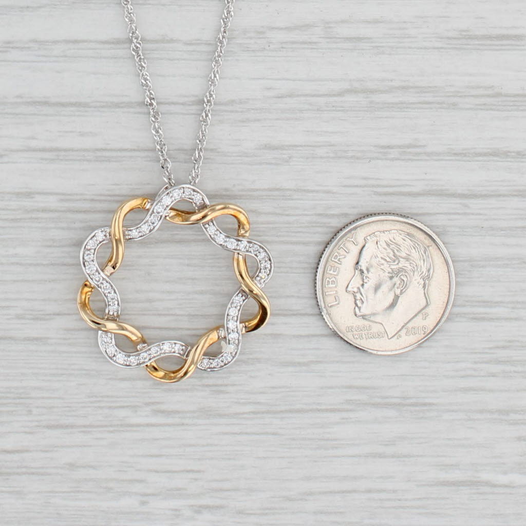 Allison Kaufman New 0.35ctw Diamond Circle Pendant Necklace 14k Gold 18"