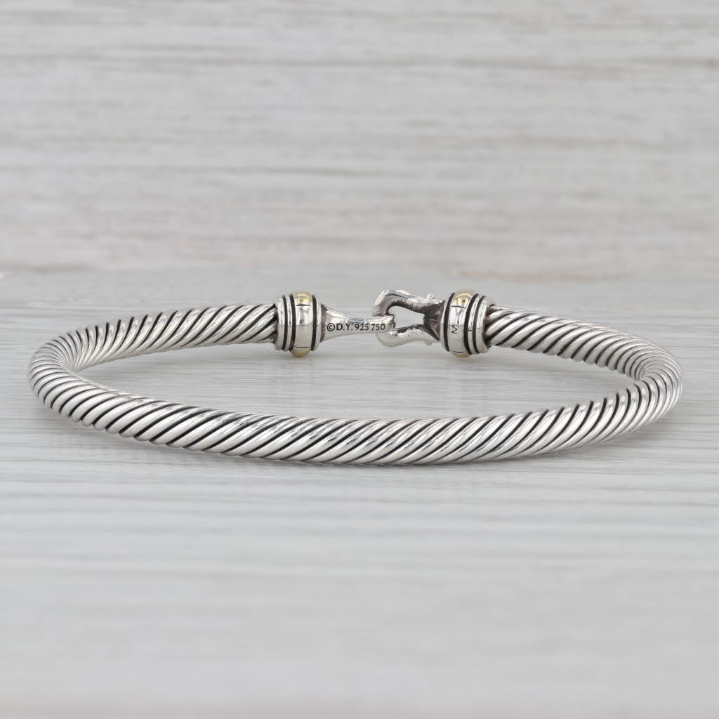 Gray David Yurman Cable Buckle Bangle Bracelet Sterling Silver 6" 4mm