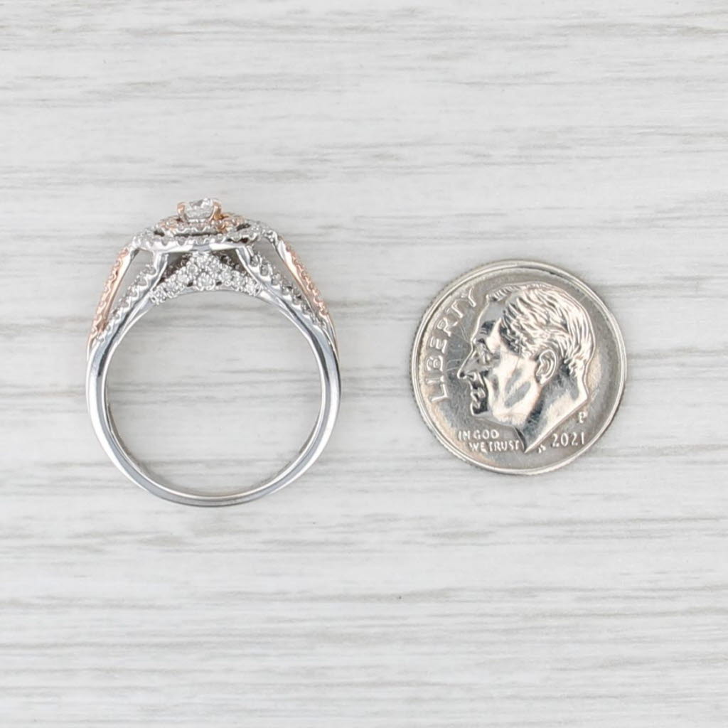 0.58ctw Diamond Halo Engagement Ring 14k White Rose Gold Size 7 Cathedral