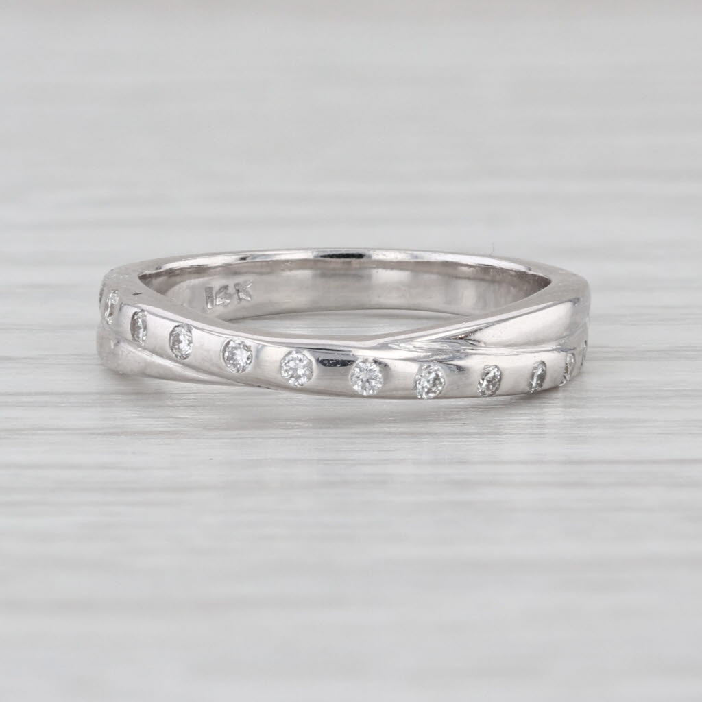 0.15ctw Diamond Wedding Band 14k White Gold Stackable Anniversary Ring Size 5.5