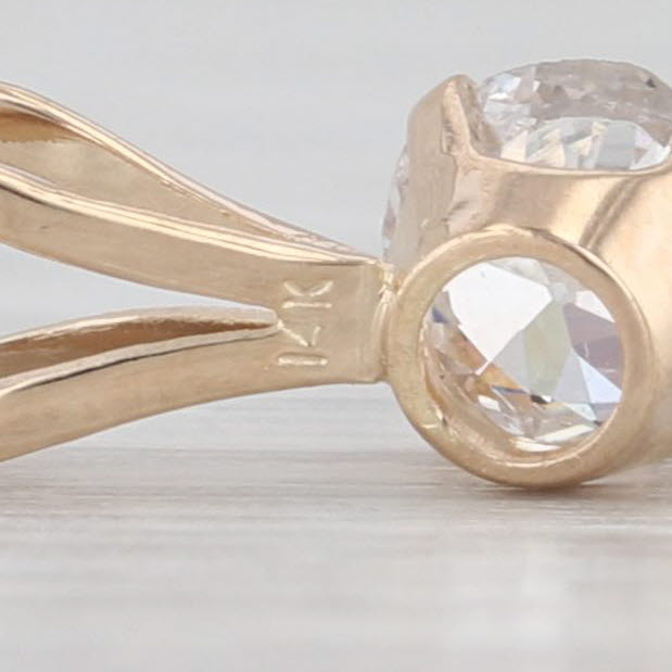 0.32ct Diamond Round Solitaire Pendant 14k Yellow Gold Small Drop