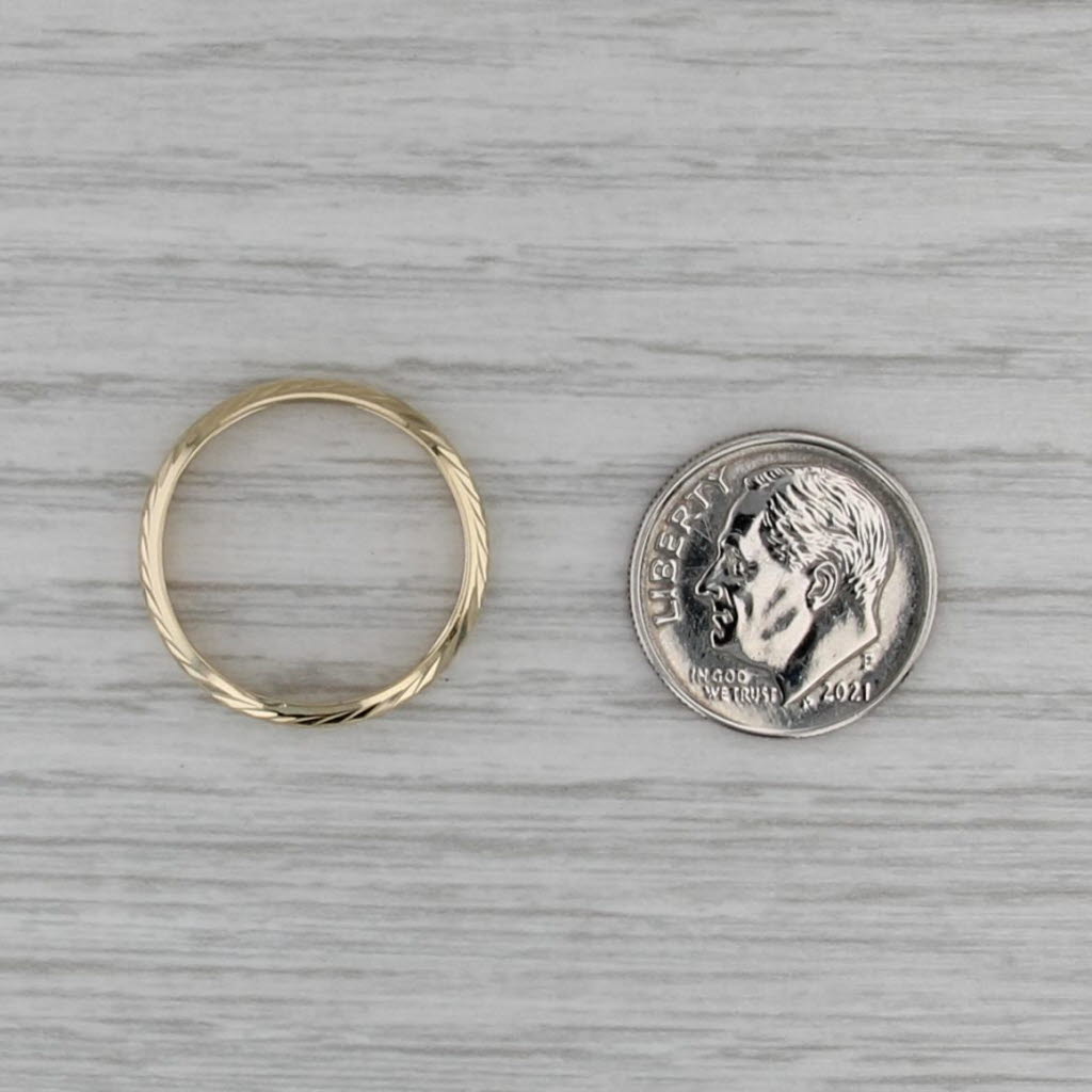 Chevron Etched Band Ring 14k Yellow Gold Stackable Wedding 3mm Size 7
