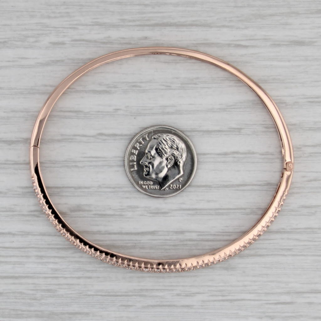 0.80ctw Pave Diamond Bangle Bracelet 14k Rose Gold 6.75" 4.1mm