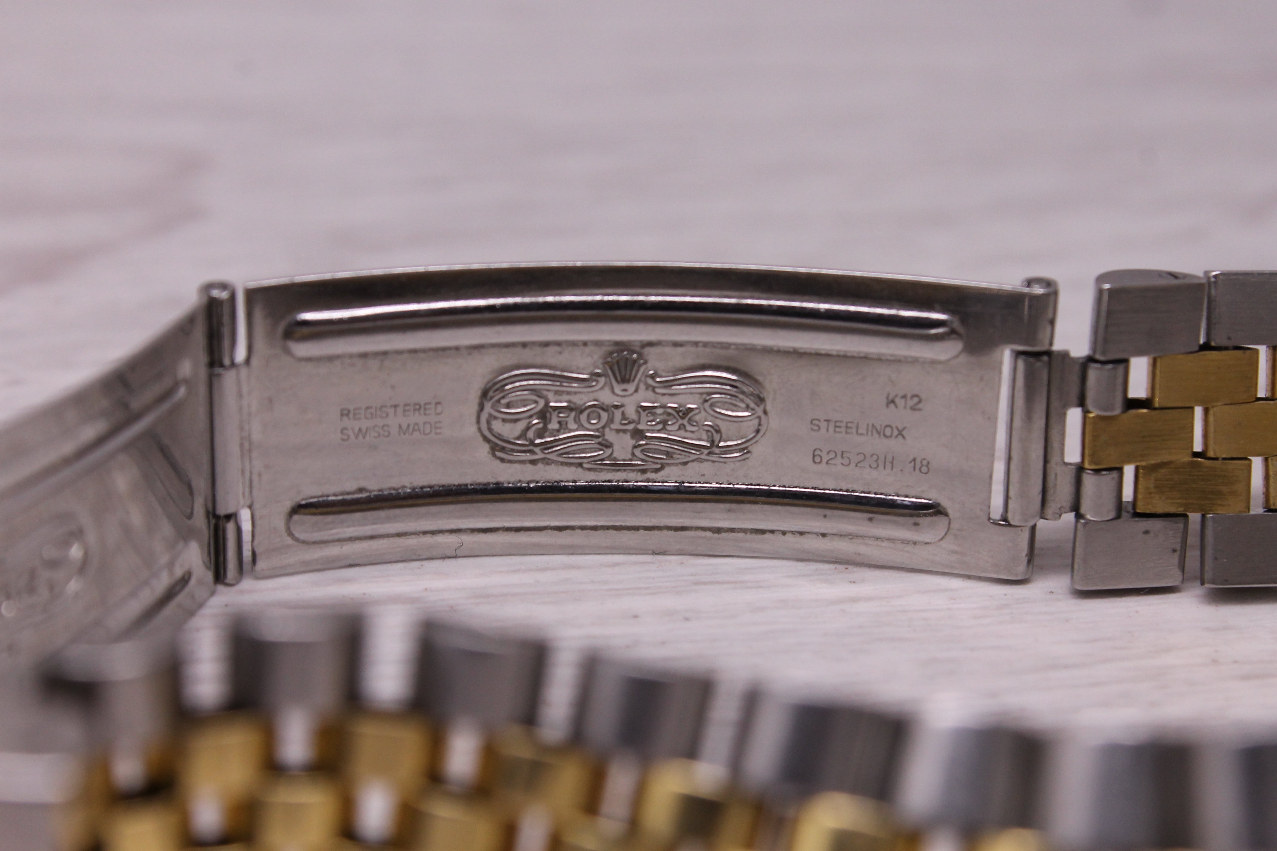 Vintage 1987 Rolex Datejust 16013 18k Steel Automatic Watch Tapestry Dial w Tag