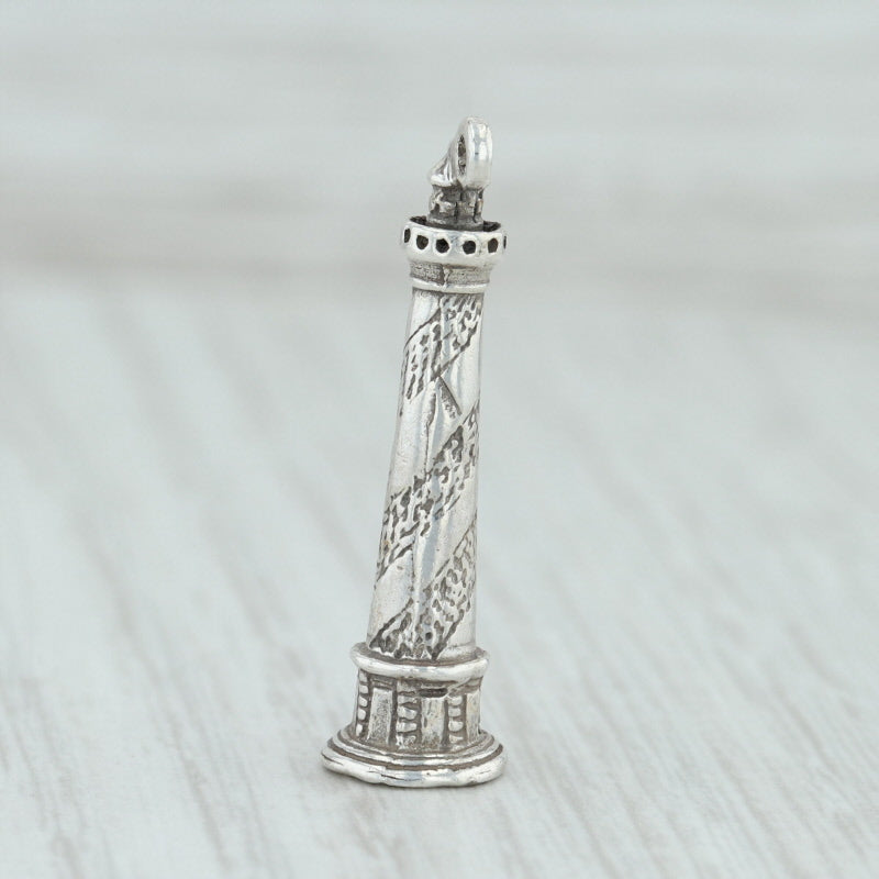 Light Gray Cape Hatteras Lighthouse Charm Sterling Silver Nautical North Carolina Souvenir