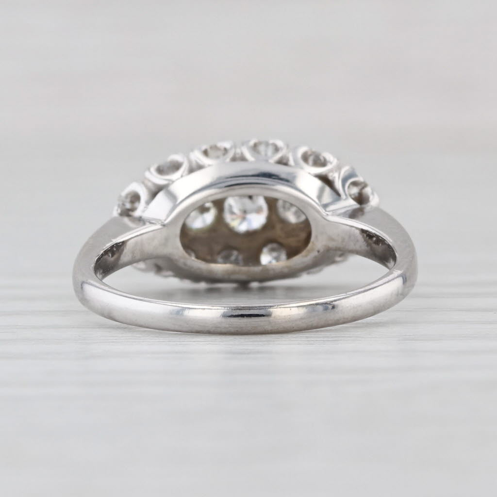 0.65ctw Diamond Cluster Princess Ring 14k White Gold Size 7