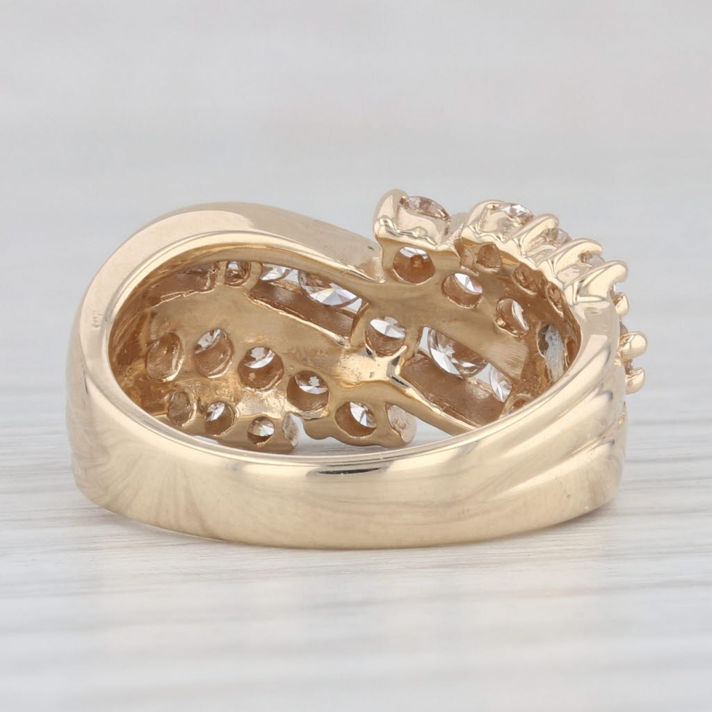 Light Gray 1.50ctw Diamond Bypass Ring 14k Yellow Gold Size 6.5 Cocktail