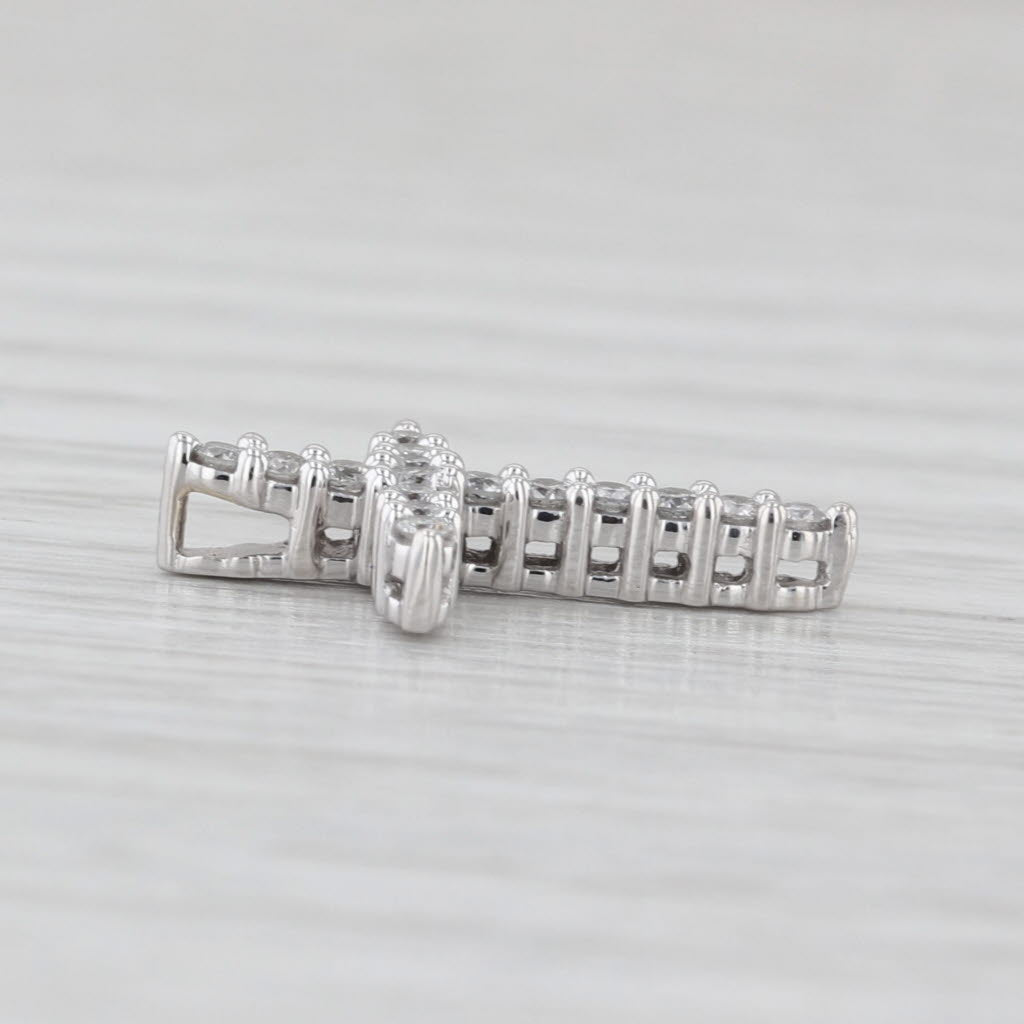 0.25ctw Diamond Cross Pendant 14k White Gold Floating Small Drop
