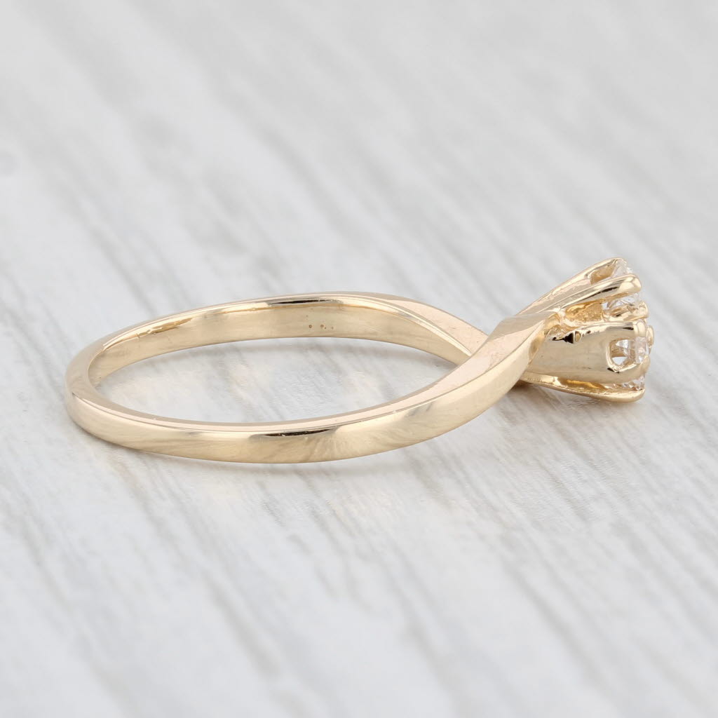 Light Gray 0.14ctw Diamond Cluster Ring 14k Yellow Gold Size 6.25 Bypass Engagement