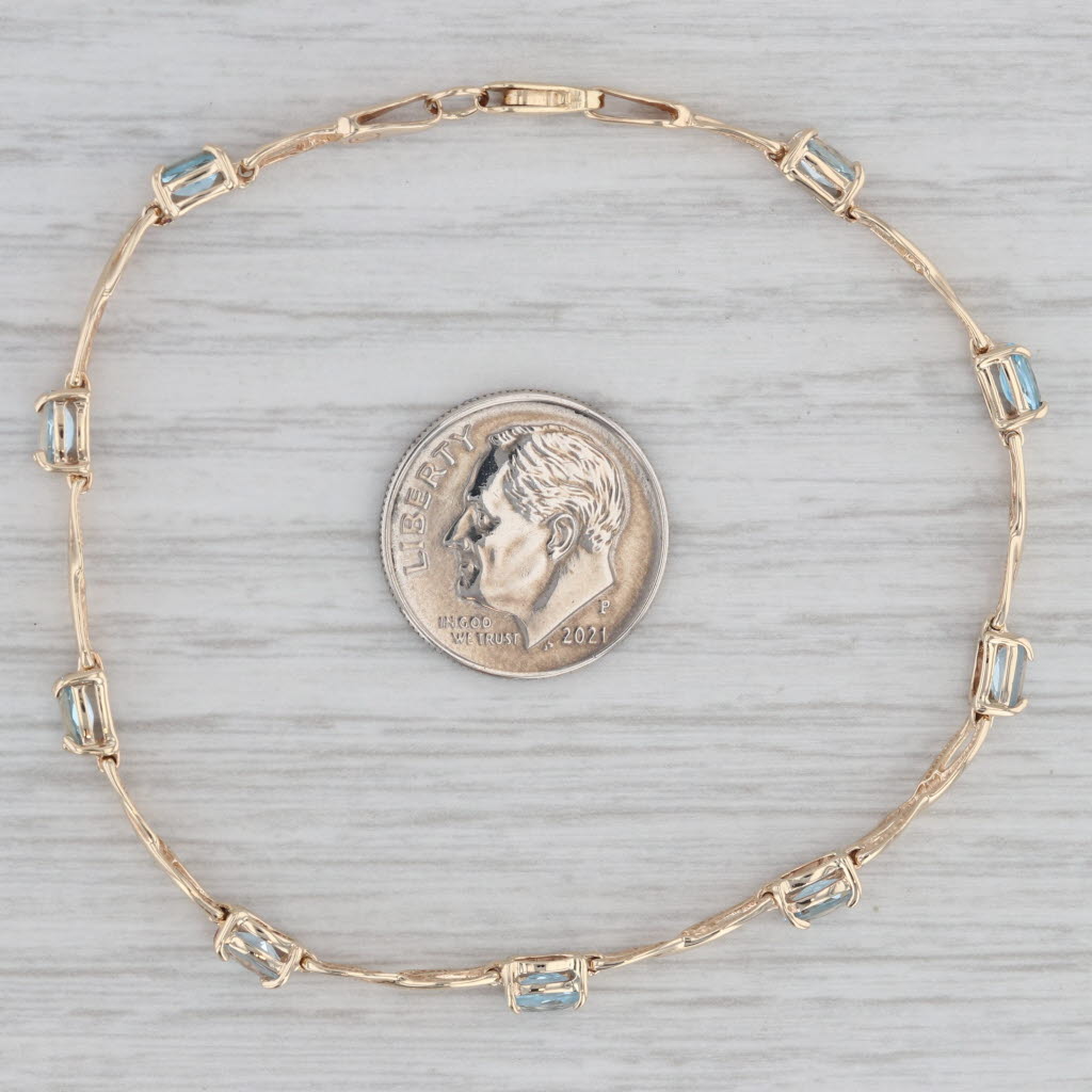 Gray 2.60ctw Blue Topaz Tennis Bracelet 10k Yellow Gold 7" 3.5mm