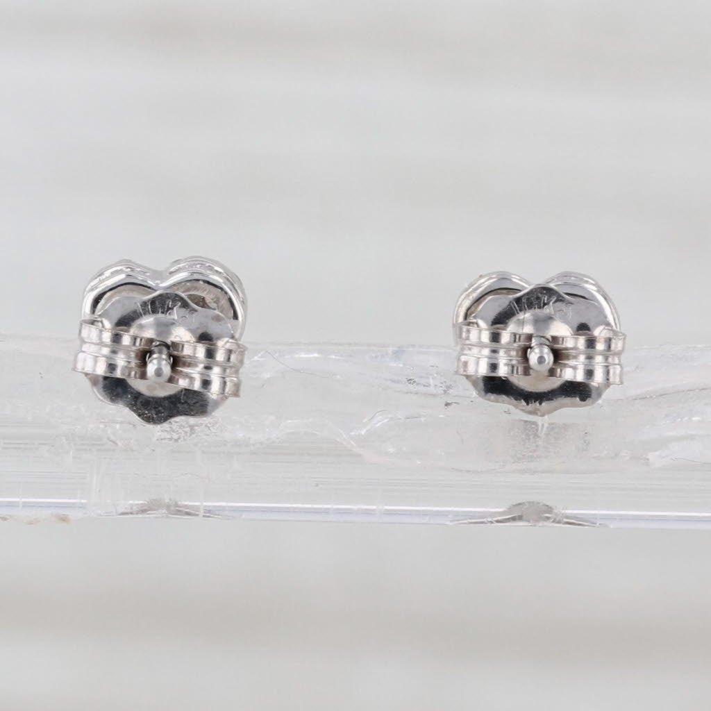 0.23ctw Diamond Halo Heart Stud Earrings 10k White Gold Studs