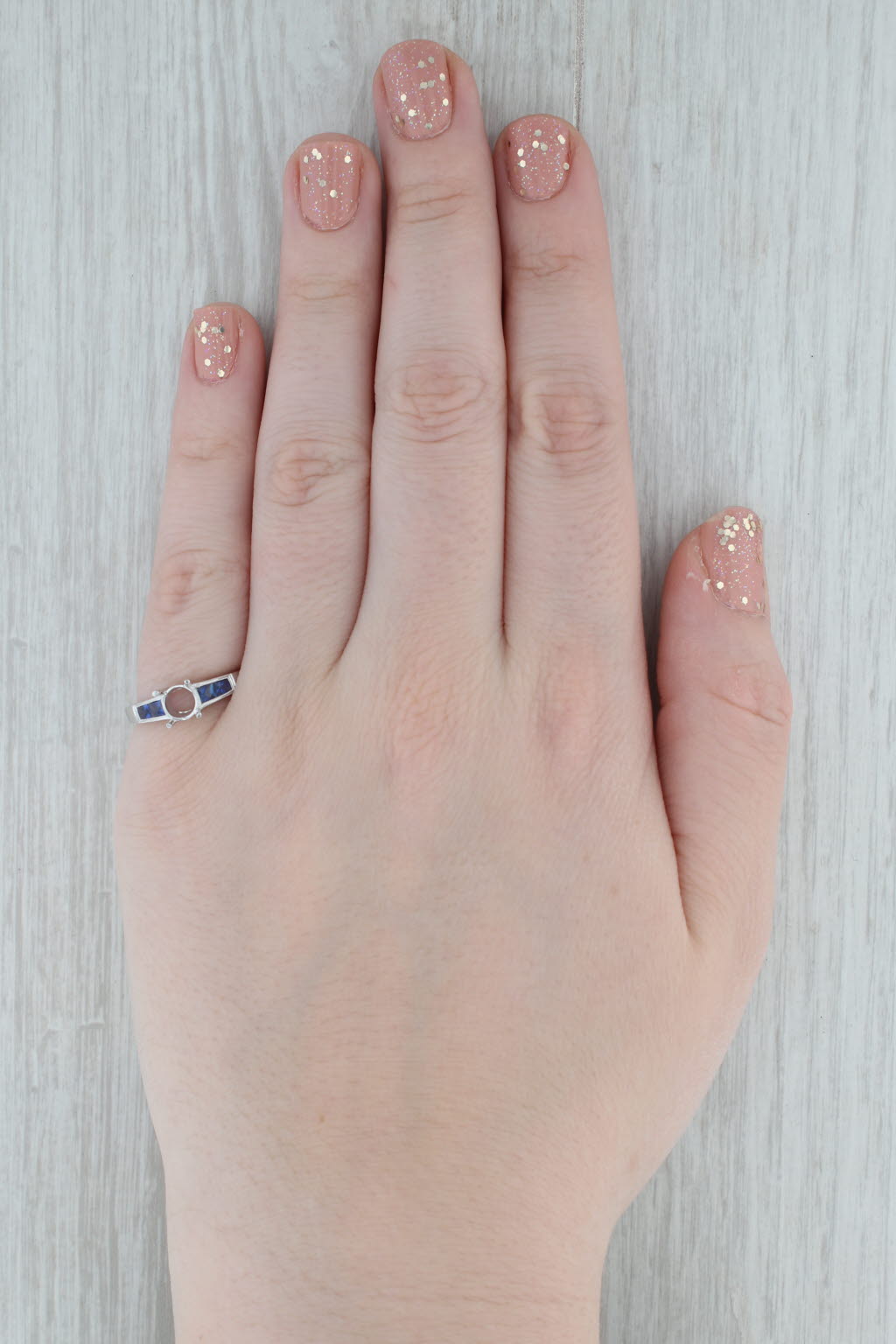 Gray New Beverley K Semi Mount Engagement Ring 18k White Gold Sapphire Size 6.75