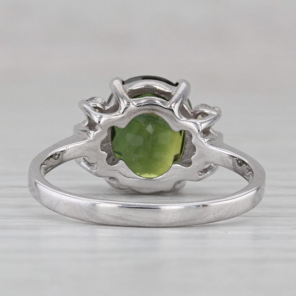 Gray 3.20ctw Oval Green Tourmaline Diamond Ring 14k White Gold Size 7.5