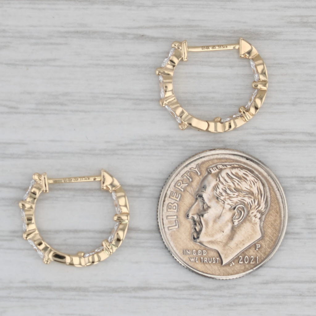 Gray New Lab Created Diamond Inside Out Hoop Earrings 14k Yellow Gold Huggie Hoops